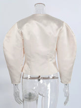 Women's puff sleeve cropped ruffle jacket