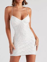 Women's sequin backless bodycon mini dress