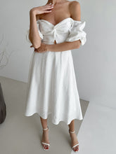 Twisted Front Puff Sleeve Midi Dress - Sun Imperial (photo 3)