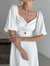 Twisted Front Puff Sleeve Midi Dress - Sun Imperial (photo 4)