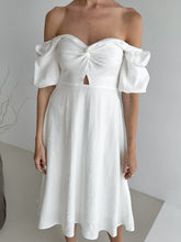 Twisted Front Puff Sleeve Midi Dress - Sun Imperial (photo 6)