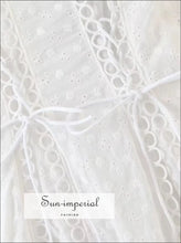 White A-line Lace Front Dress Short Puff Sleeve Sun-Imperial United States