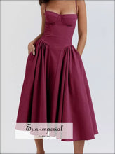Sweetheart Neck Ruched Midi Dress Sun-Imperial United States