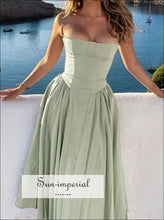 Sweetheart Neck Ruched Midi Dress Sun-Imperial United States