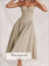 Sweetheart Neck Ruched Midi Dress Sun-Imperial United States