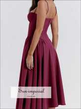 Sweetheart Neck Ruched Midi Dress Sun-Imperial United States