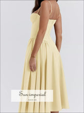 Sweetheart Neck Ruched Midi Dress Sun-Imperial United States