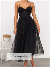 Sweetheart Neck Tulle Midi Dress Sun-Imperial United States