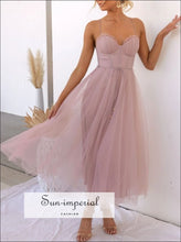 Sweetheart Neck Tulle Midi Dress Sun-Imperial United States