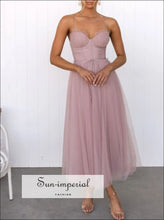 Sweetheart Neck Tulle Midi Dress Sun-Imperial United States