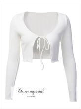 Tie Front Ribbed Cropped Cardigan - Sun Imperial (photo 1)