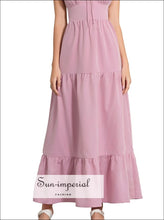 Tiered Lace Up Spaghetti Straps Maxi Dress Sun-Imperial United States