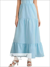 Tiered Lace Up Spaghetti Straps Maxi Dress Sun-Imperial United States