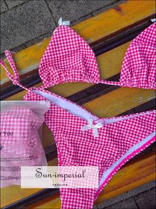 Wire Free Triangle Bikini Set with Bow Deatil With Detail 2-Piece Suit, Sun-Imperial United States