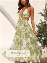 Tropical Print Backless Maxi Sleeveless Dress Sun-Imperial United States