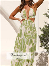 Tropical Print Backless Maxi Sleeveless Dress Sun-Imperial United States