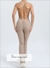 V-back Yoga Bodysuit – Women’s One-piece Fitness & Training Suit activewear one piece, fitness jumpsuit women, gym bodysuit nylon spandex
