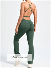 V-back Yoga Bodysuit – Women’s One-piece Fitness & Training Suit activewear one piece, fitness jumpsuit women, gym bodysuit nylon spandex