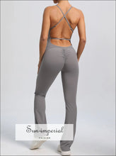 V-back Yoga Bodysuit – Women’s One-piece Fitness & Training Suit activewear one piece, fitness jumpsuit women, gym bodysuit nylon spandex