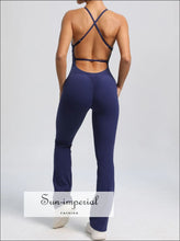 V-back Yoga Bodysuit – Women’s One-piece Fitness & Training Suit activewear one piece, fitness jumpsuit women, gym bodysuit nylon spandex