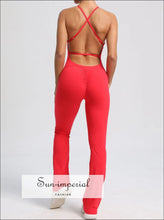 V-back Yoga Bodysuit – Women’s One-piece Fitness & Training Suit activewear one piece, fitness jumpsuit women, gym bodysuit nylon spandex