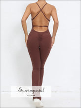 V-back Yoga Bodysuit – Women’s One-piece Fitness & Training Suit activewear one piece, fitness jumpsuit women, gym bodysuit nylon spandex