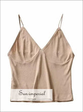 V-neck Ribbed Cotton Camisole Crop Top basic crop top, cotton tank everyday layering minimalist women top Sun-Imperial United States