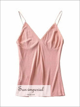 V-neck Ribbed Cotton Camisole Crop Top basic crop top, cotton tank everyday layering minimalist women top Sun-Imperial United States