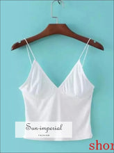 V-neck Ribbed Cotton Camisole Crop Top basic crop top, cotton tank everyday layering minimalist women top Sun-Imperial United States