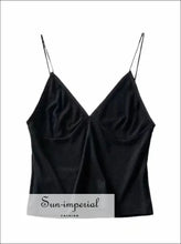 V-neck Ribbed Cotton Camisole Crop Top basic crop top, cotton tank everyday layering minimalist women top Sun-Imperial United States