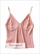 V-neck Ribbed Cotton Camisole Crop Top basic crop top, cotton tank everyday layering minimalist women top Sun-Imperial United States