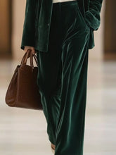 Velvet Blazer and Wide-Leg Pants Two-Piece Set - product photo 11