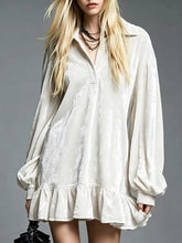 Women's Velvet Ruffled Hem Long Sleeve Dress, Plus Size - Sun Imperial (photo 1)