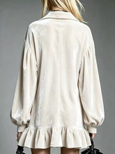 Women's Velvet Ruffled Hem Long Sleeve Dress, Plus Size - Sun Imperial (photo 3)