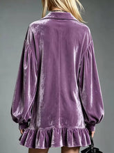 Women's Velvet Ruffled Hem Long Sleeve Dress, Plus Size - Sun Imperial (photo 9)