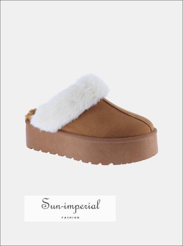 Sun-imperial Thick Bottom Fur Trim Snow Slippers Ship from USA, Sun-Imperial United States