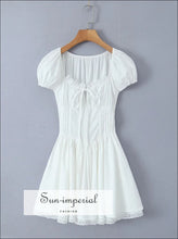 White A-line Lace Front Dress Short Sleeve A-Line front Sun-Imperial United States