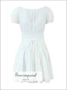 White A-line Lace Front Dress Short Sleeve A-Line front Sun-Imperial United States