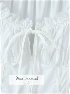 White A-line Lace Front Dress Short Sleeve A-Line front Sun-Imperial United States