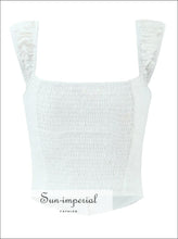 White Cut-out Bow Corset Crop Top with Front Hook Closure beach top, bow detail casual corset cotton Sun-Imperial United States