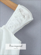 White Cut-out Bow Corset Crop Top with Front Hook Closure beach top, bow detail casual corset cotton Sun-Imperial United States