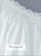White Embroidered Lace Elastic Waist Maxi Skirt a line long skirt, boho style cotton maxi elastic waist embroidered lace skirt Sun-Imperial