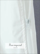 White Embroidered Lace V-neck Camisole Crop Top casual women top, embroidered lace feminine crop side zipper top Sun-Imperial United States