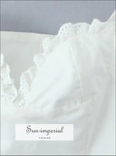 White Embroidered Lace V-neck Camisole Crop Top casual women top, embroidered lace feminine crop side zipper top Sun-Imperial United States