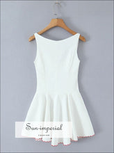 White Embroidered Red Floral V-neck Mini Dress – Low Waist Swing cotton mini dress, floral embroidery low waist red summer dress women