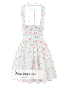 White Floral A-line Halter Mini Dress A-Line Sun-Imperial United States