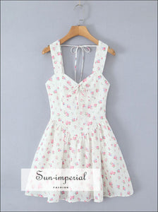 White Floral A-line Halter Mini Dress A-Line Sun-Imperial United States