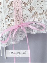 White Lace Corset Camisole Crop Top with Lace-up Back boutique women top, corset camisole, fitted crop lace up back top Sun-Imperial United