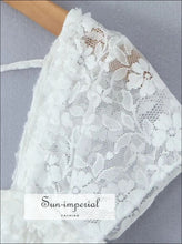 White Lace Overlay Short Sleeve Crop Top casual women top, fitted crop lace overlay lightweight top women, minimalist Sun-Imperial United