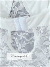 White Lace Overlay Short Sleeve Crop Top casual women top, fitted crop lace overlay lightweight top women, minimalist Sun-Imperial United